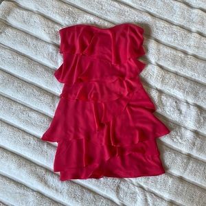 BCBG flowey and flattering mini strapless cocktail dress.